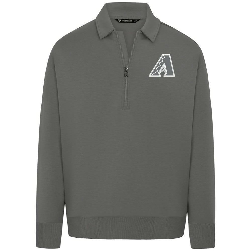 Arizona Diamondbacks Levelwear Women's Canmore Chenille Logo Quarter-Zip Top - Stone - MLB on Sale