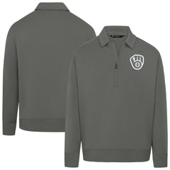Milwaukee Brewers Levelwear Women's Canmore Chenille Logo Quarter-Zip Top - Stone - MLB Sale