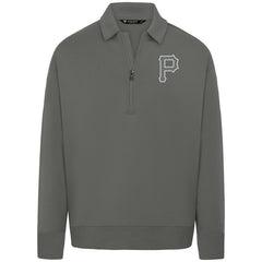 Pittsburgh Pirates Levelwear Women's Canmore Chenille Logo Quarter-Zip Top - Stone - MLB Lifestyle