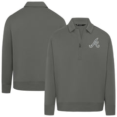 Atlanta Braves Levelwear Women's Canmore Chenille Logo Quarter-Zip Top - Stone - MLB Sale