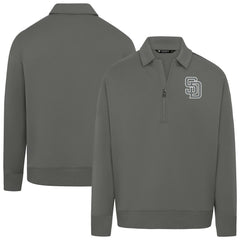 San Diego Padres Levelwear Women's Canmore Chenille Logo Quarter-Zip Top - Stone - MLB Lifestyle