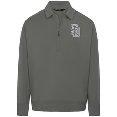 San Diego Padres Levelwear Women's Canmore Chenille Logo Quarter-Zip Top - Stone - MLB Lifestyle