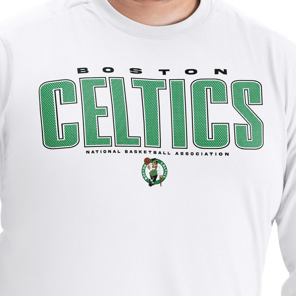 Boston Celtics G-III Sports by Carl Banks Adaptive Printed Mesh Effect Long Sleeve T-Shirt White
