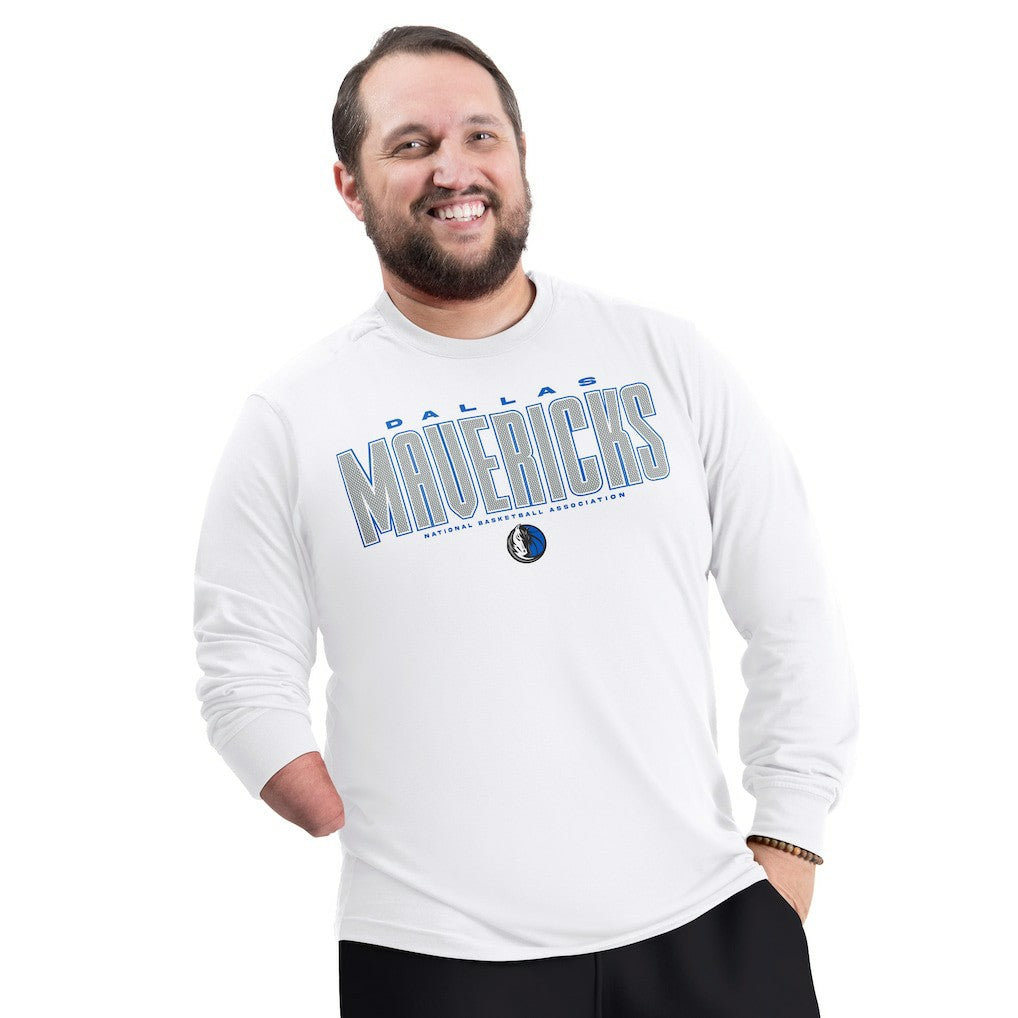 Dallas Mavericks G-III Sports by Carl Banks Adaptive Printed Mesh Effect Long Sleeve T-Shirt White