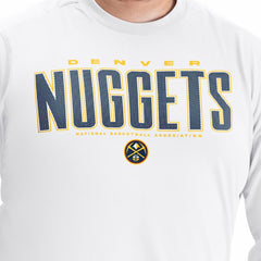 Denver Nuggets G-III Sports by Carl Banks Adaptive Printed Mesh Effect Long Sleeve T-Shirt White
