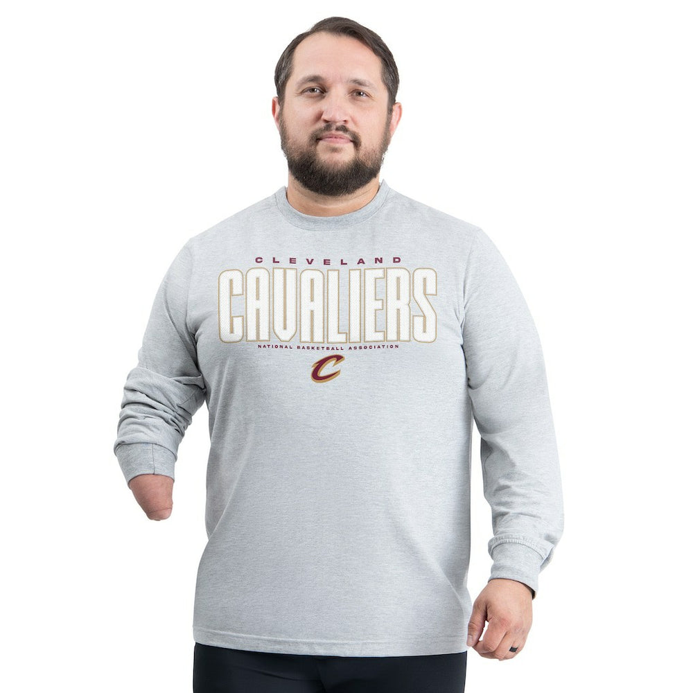 Cleveland Cavaliers G-III Sports by Carl Banks Adaptive Printed Mesh Effect Long Sleeve T-Shirt Gray