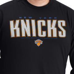 New York Knicks G-III Sports by Carl Banks Adaptive Printed Mesh Effect Long Sleeve T-Shirt Black
