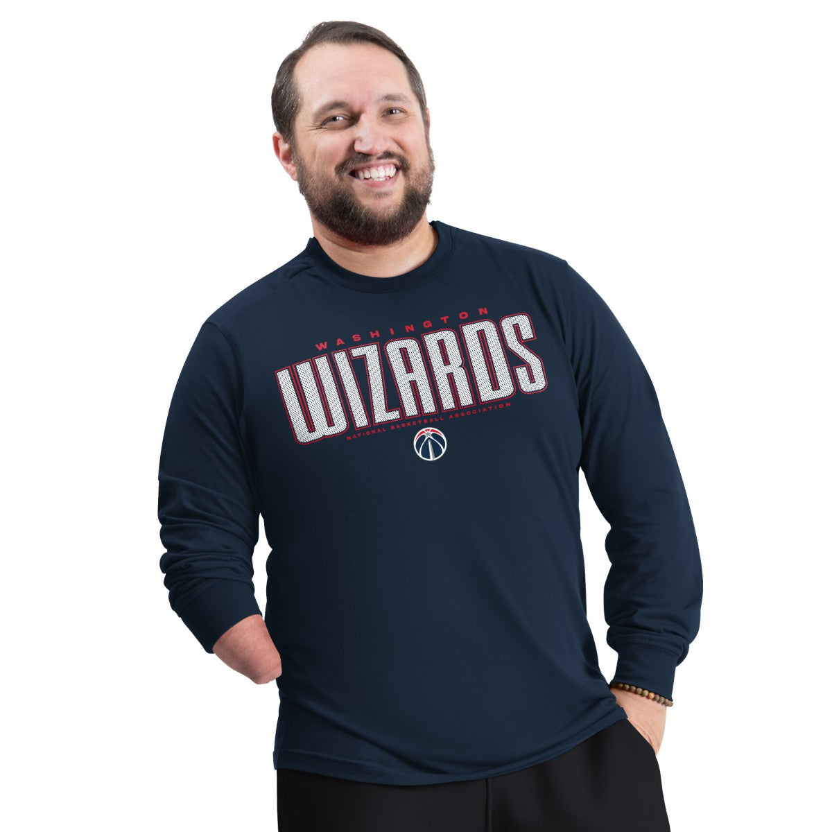 Washington Wizards G-III Sports by Carl Banks Adaptive Printed Mesh Effect Long Sleeve T-Shirt Navy