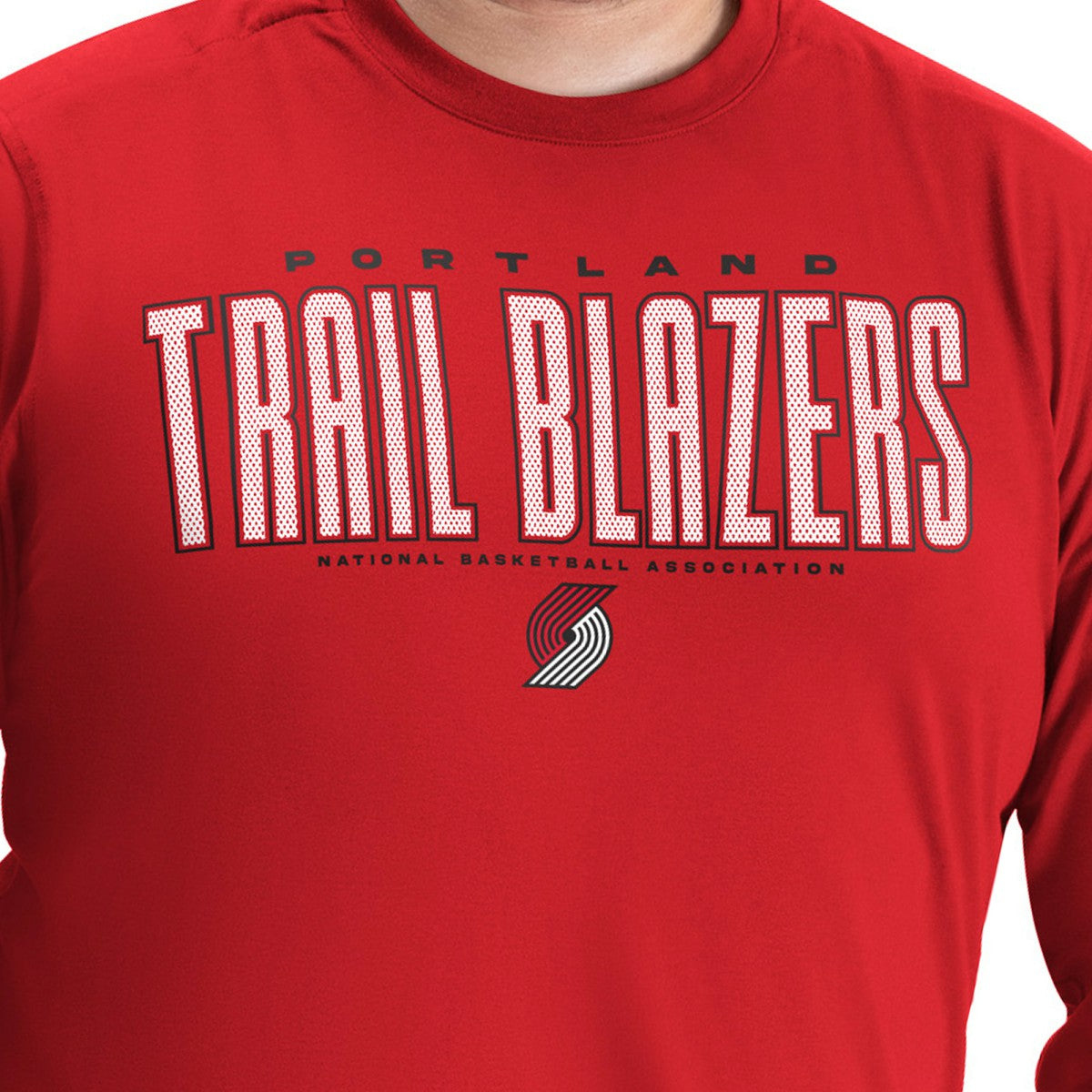 Portland Trail Blazers G-III Sports by Carl Banks Adaptive Printed Mesh Effect Long Sleeve T-Shirt Red