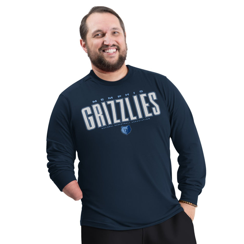 Memphis Grizzlies G-III Sports by Carl Banks Adaptive Printed Mesh Effect Long Sleeve T-Shirt Navy