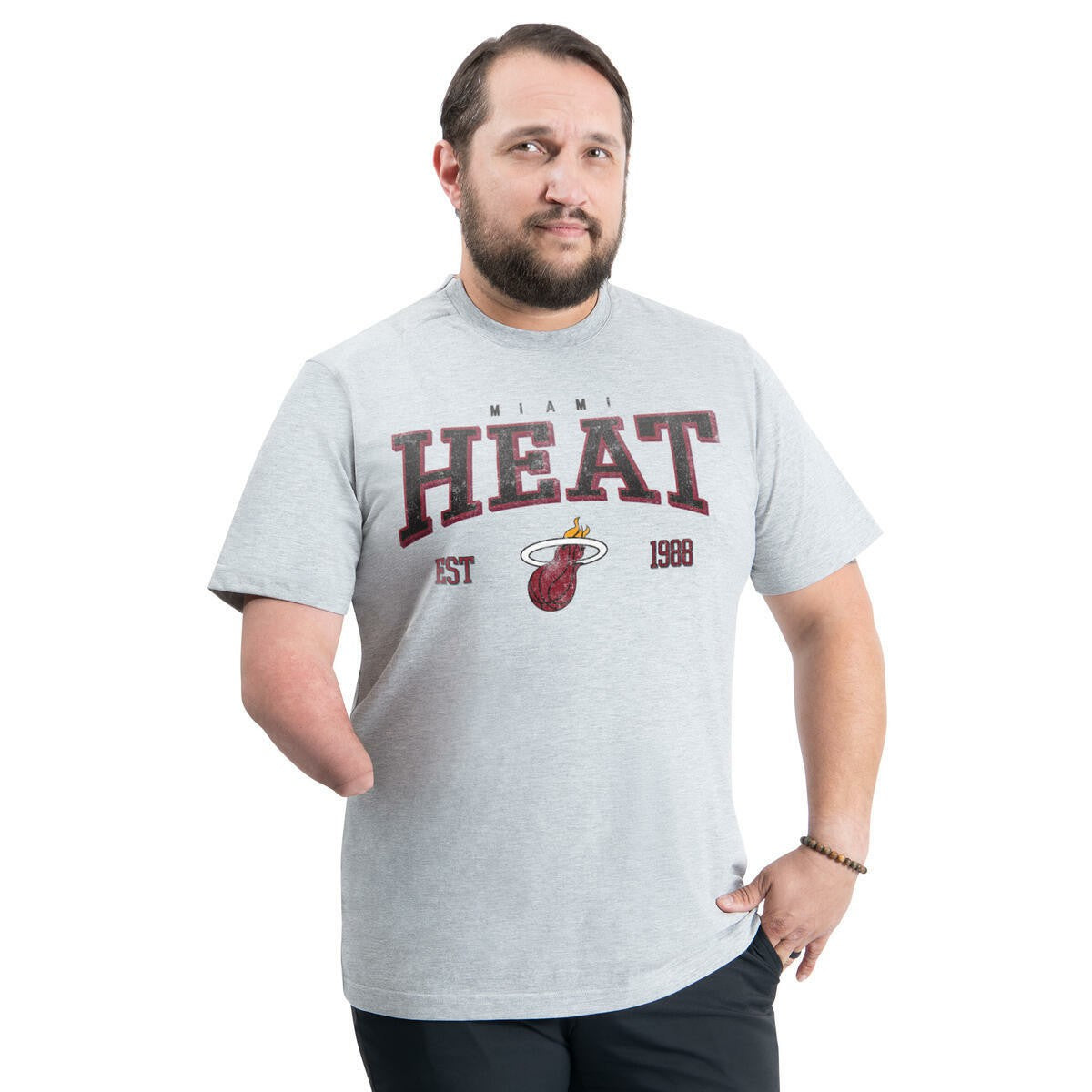 Miami Heat G-III Sports by Carl Banks Adaptive Classic Team Spirit Short Sleeve T-Shirt Gray