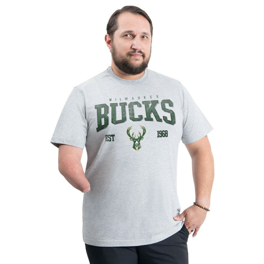 Milwaukee Bucks G-III Sports by Carl Banks Adaptive Classic Team Spirit Short Sleeve T-Shirt Gray
