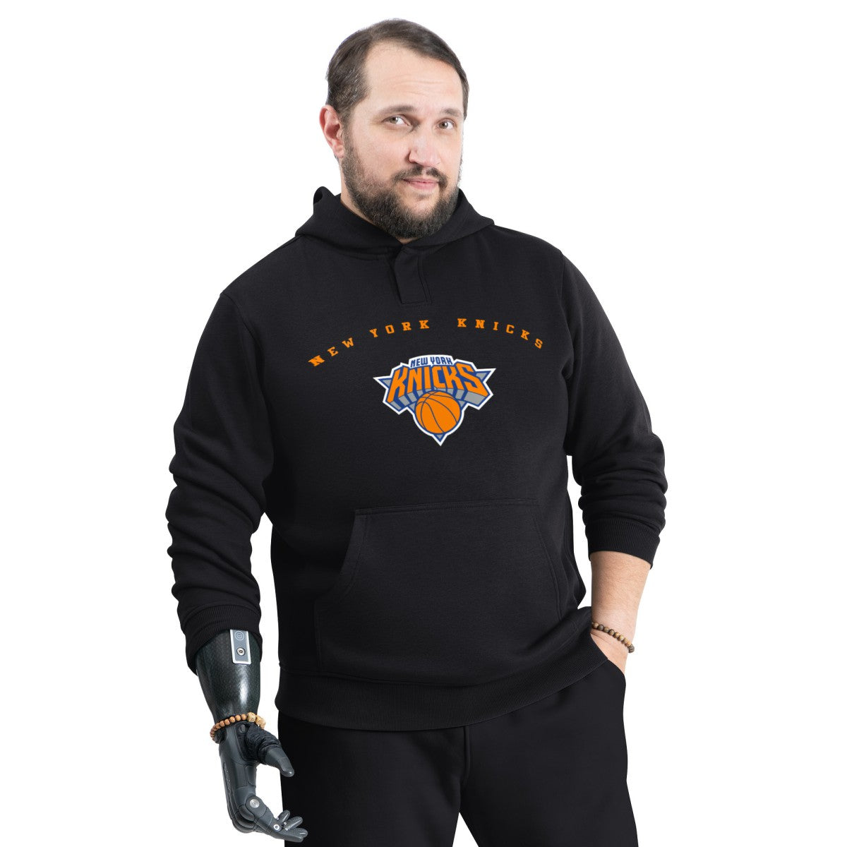 New York Knicks G-III Sports by Carl Banks Adaptive Team Arc Fleece Hoodie Black