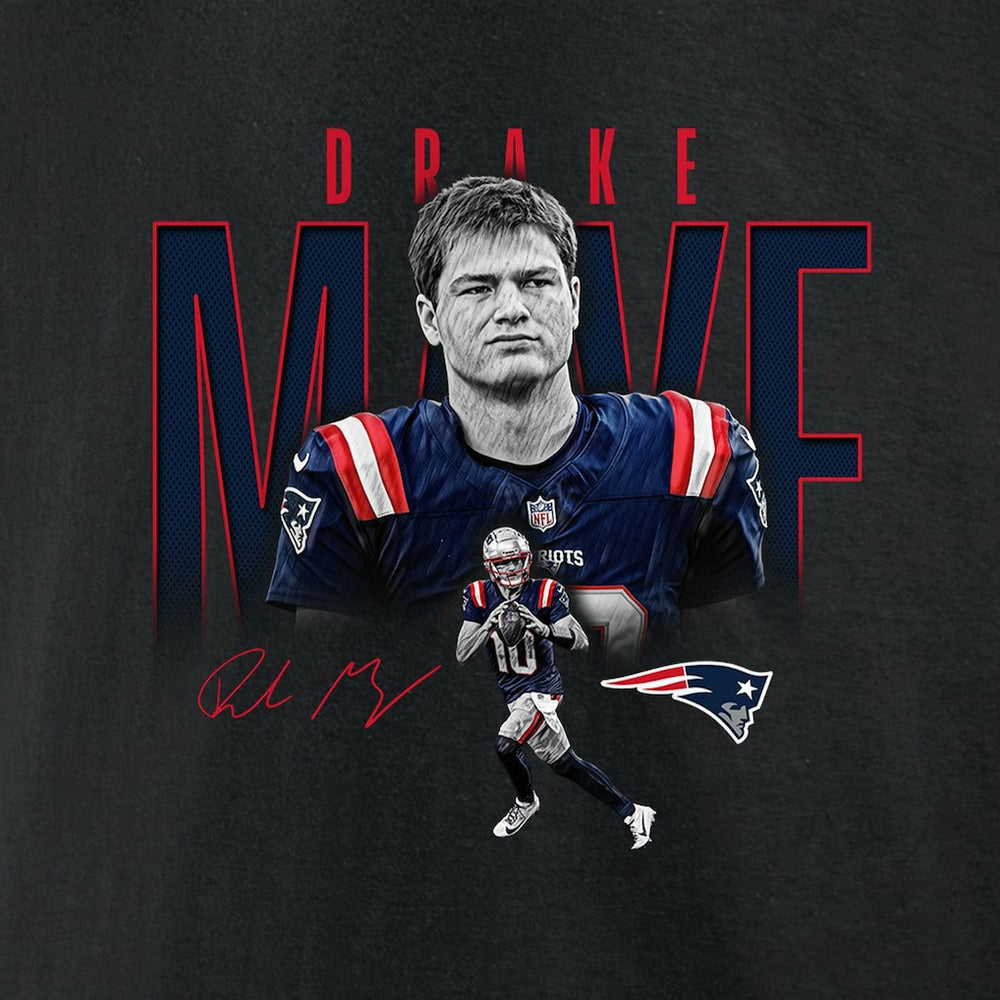 Drake Maye New England Patriots Humble Shadow Player Graphic T-Shirt Black
