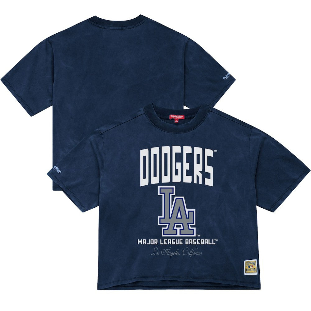 Los Angeles Dodgers Mitchell & Ness Women's Cooperstown Cropped Boxy T-Shirt - Blue - Mitchell & Ness Lifestyle