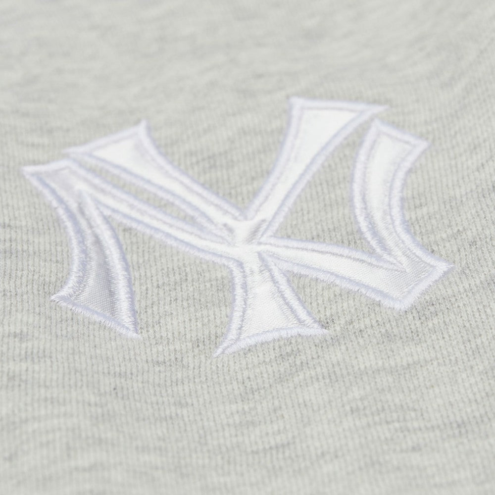 New York Yankees Mitchell & Ness Women's Cooperstown Collection V-Neck Cropped Toggle Sweatshirt - Heather Gray - Mitchell & Ness on Sale