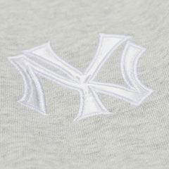 New York Yankees Mitchell & Ness Women's Cooperstown Collection V-Neck Cropped Toggle Sweatshirt - Heather Gray - Mitchell & Ness on Sale
