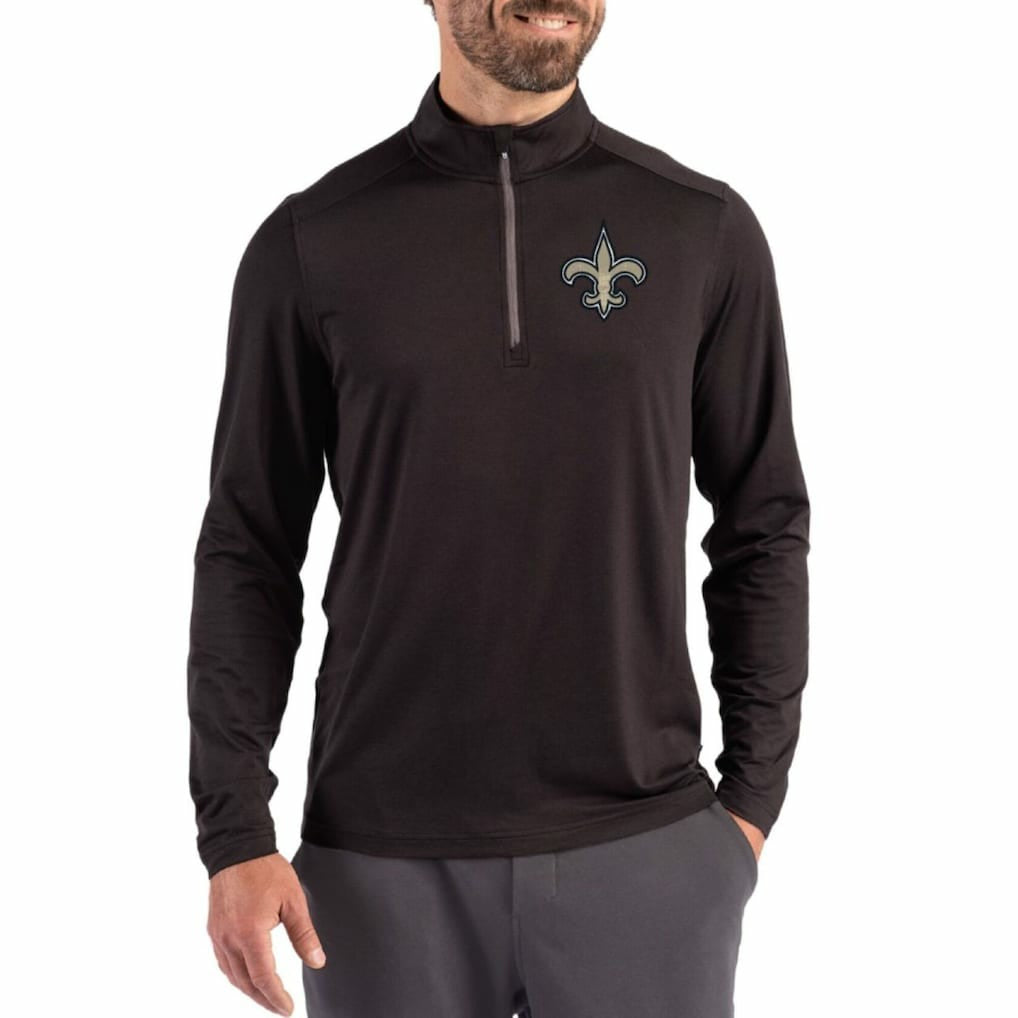 New Orleans Saints Cutter & Buck Coastline Epic Comfort Recycled Quarter-Zip Pullover Black
