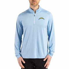 Los Angeles Chargers Cutter & Buck Coastline Epic Comfort Recycled Quarter-Zip Pullover Powder Blue