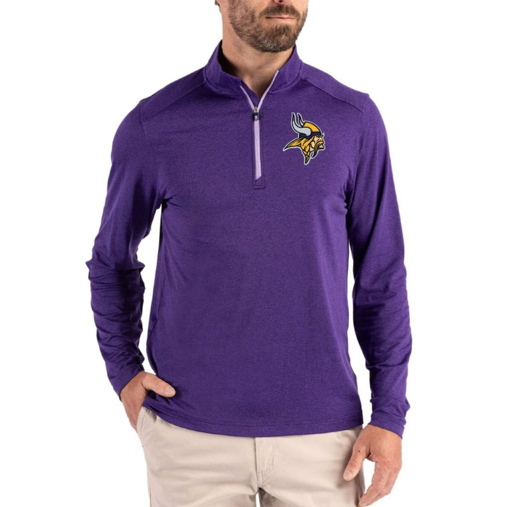 Minnesota Vikings Cutter & Buck Coastline Epic Comfort Recycled Quarter-Zip Pullover Purple