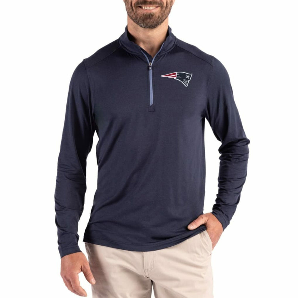 New England Patriots Cutter & Buck Coastline Epic Comfort Recycled Quarter-Zip Pullover Navy