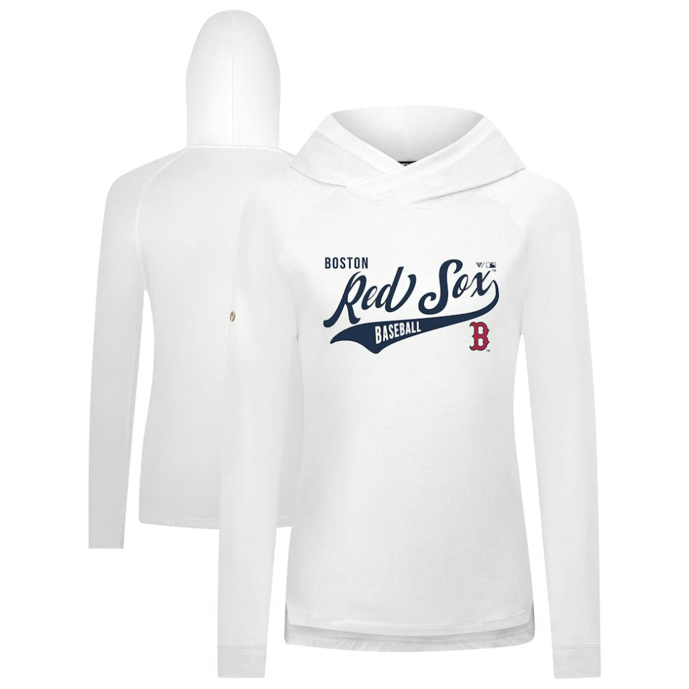 Boston Red Sox Levelwear Women's Slender Glide Raglan Hoodie - White - MLB Discount