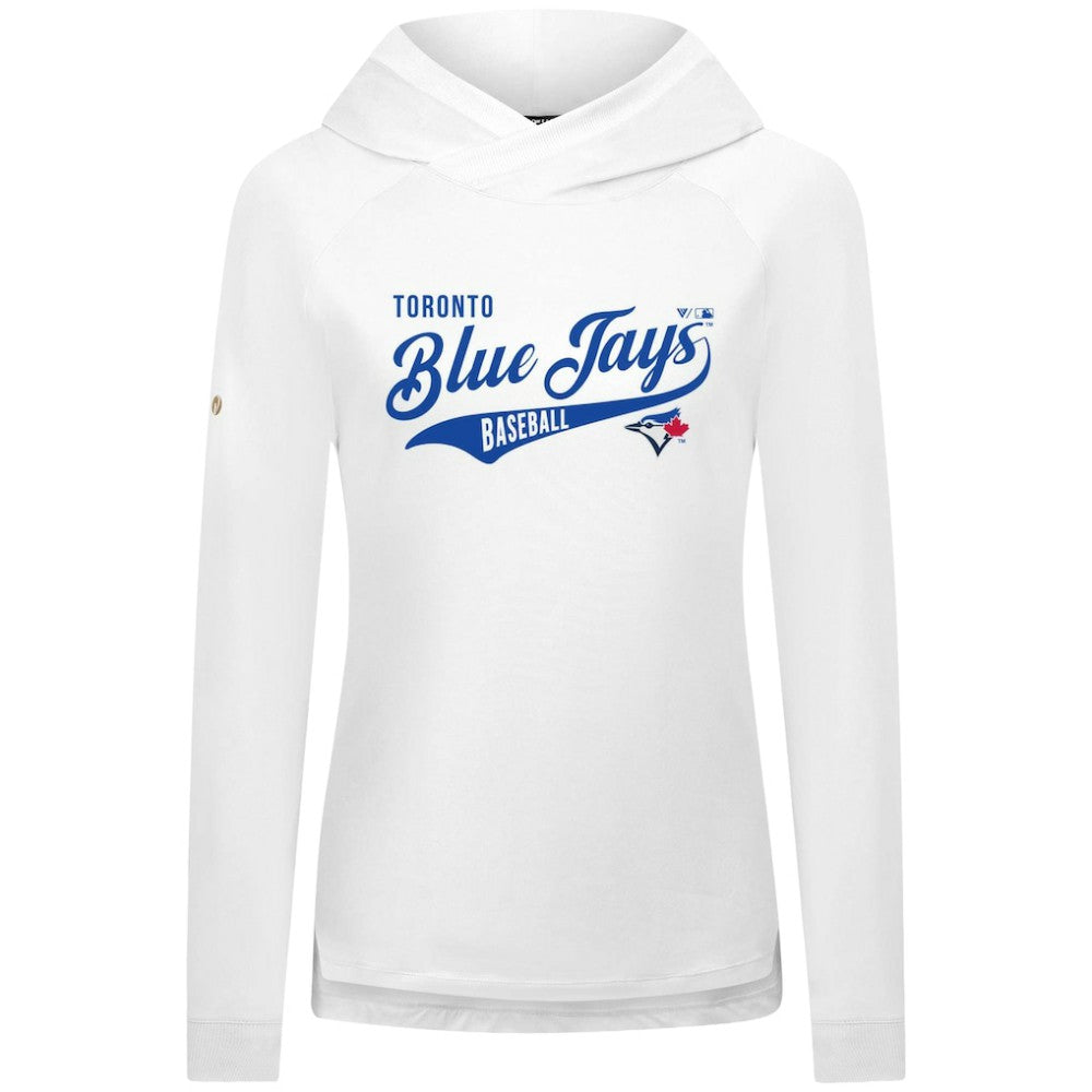 Toronto Blue Jays Levelwear Women's Slender Glide Raglan Hoodie - White - MLB Discount