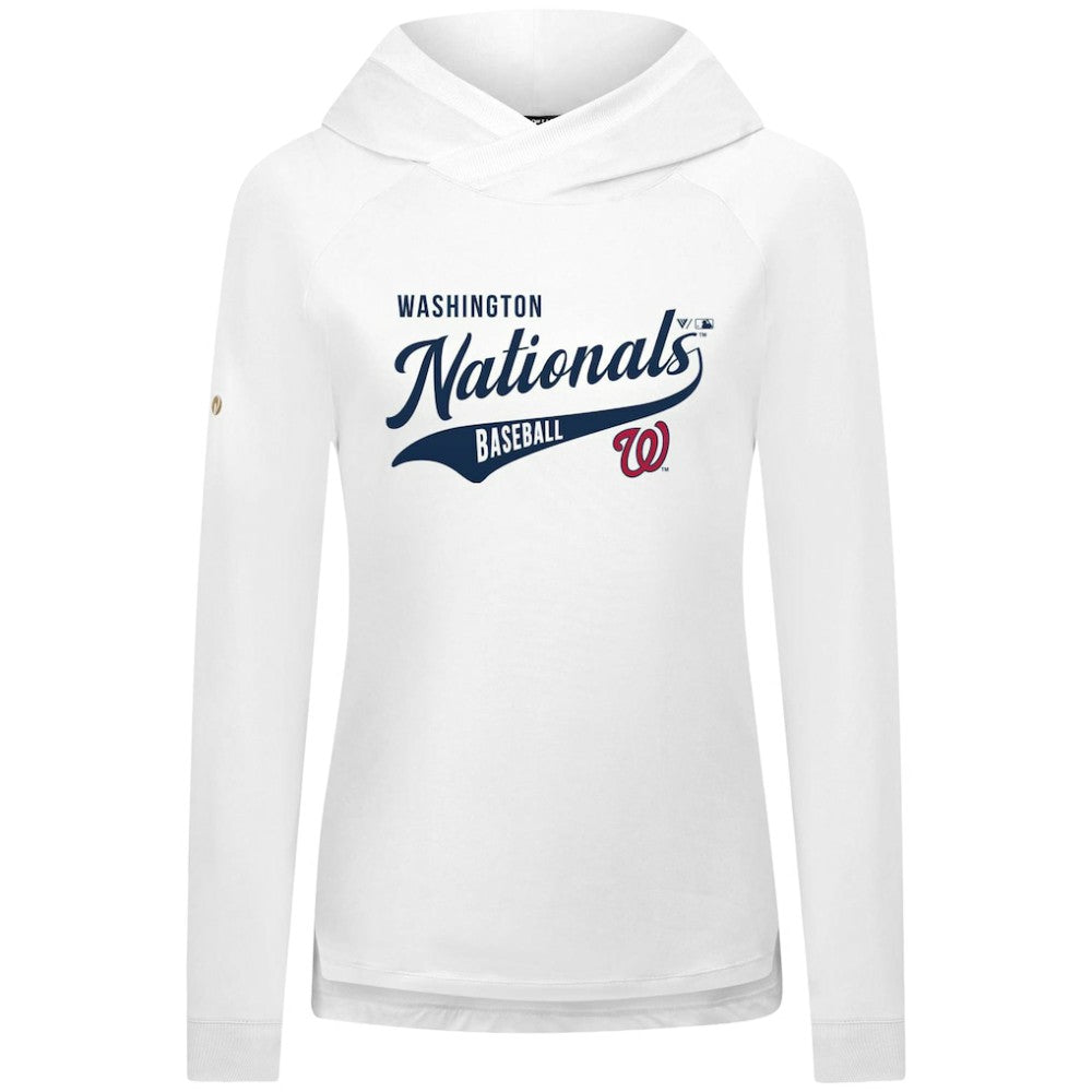 Washington Nationals Levelwear Women's Slender Glide Raglan Hoodie - White - MLB on Sale