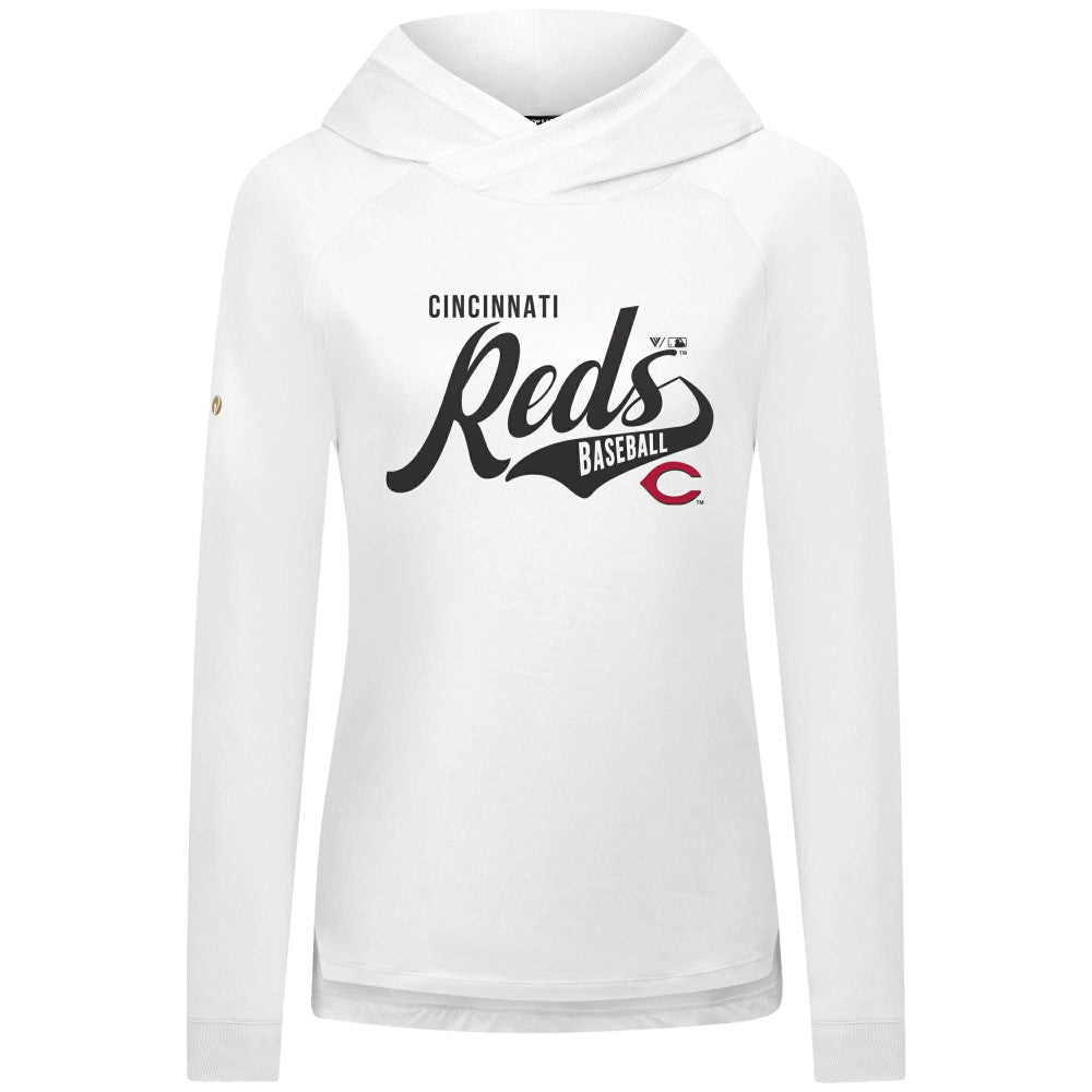 Cincinnati Reds Levelwear Women's Slender Glide Raglan Hoodie - White - MLB Sale