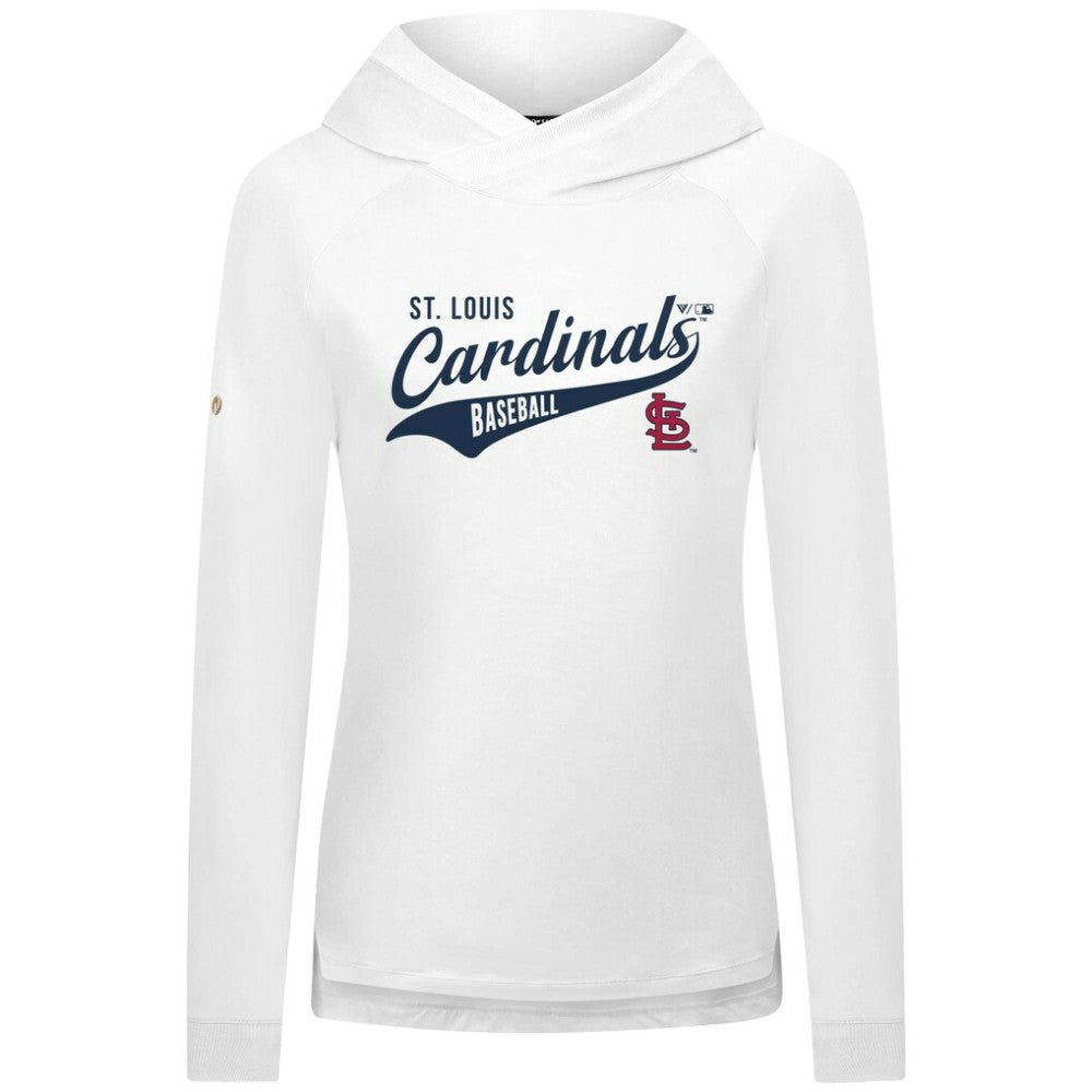 St. Louis Cardinals Levelwear Women's Slender Glide Raglan Hoodie - White - MLB on Sale