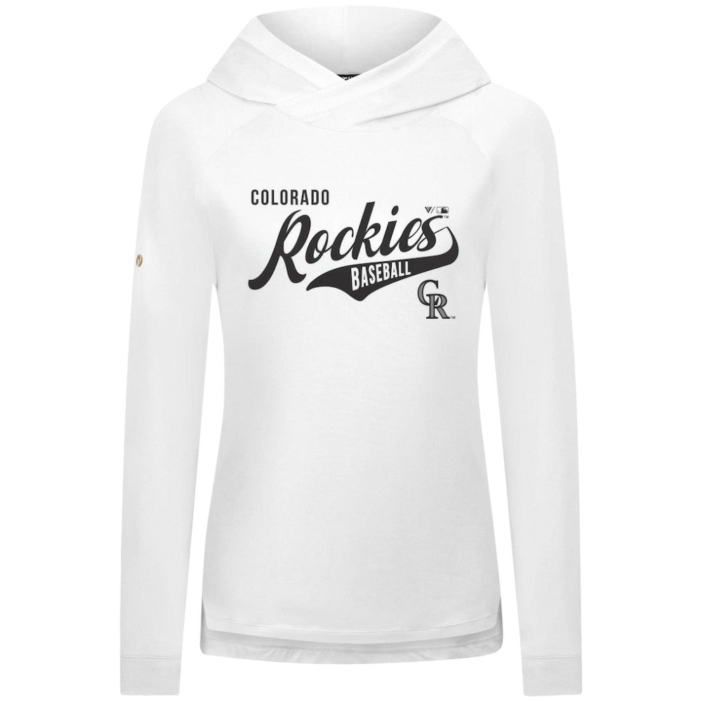 Colorado Rockies Levelwear Women's Slender Glide Raglan Hoodie - White - MLB Sale