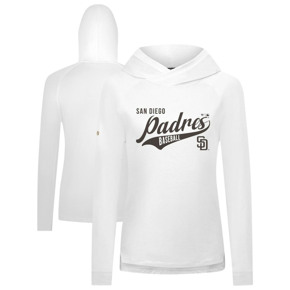 San Diego Padres Levelwear Women's Slender Glide Raglan Hoodie - White - MLB Online