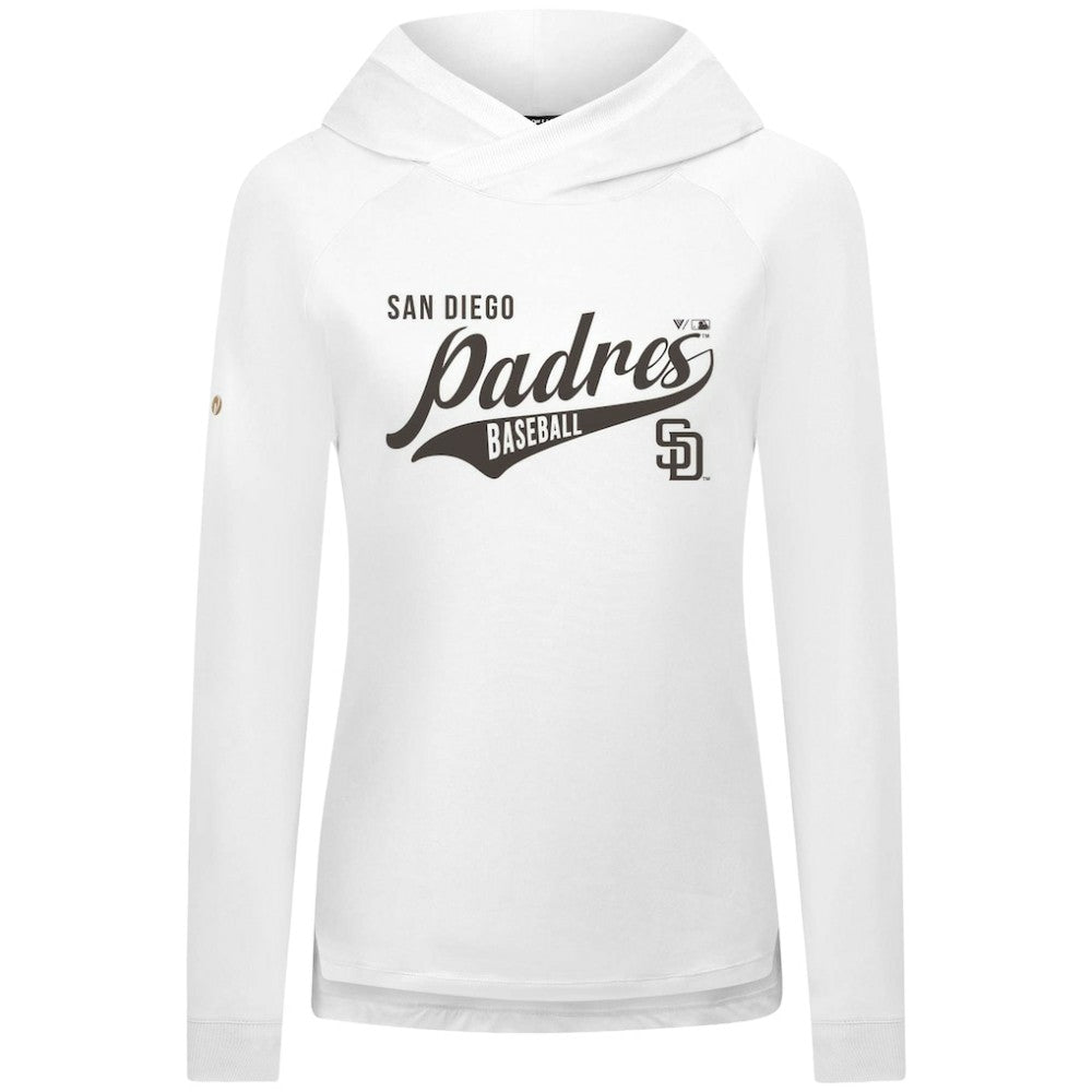 San Diego Padres Levelwear Women's Slender Glide Raglan Hoodie - White - MLB Online
