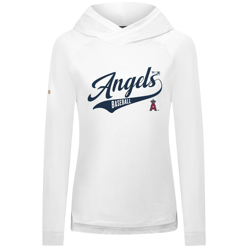 Los Angeles Angels Levelwear Women's Slender Glide Raglan Hoodie - White - MLB Sale