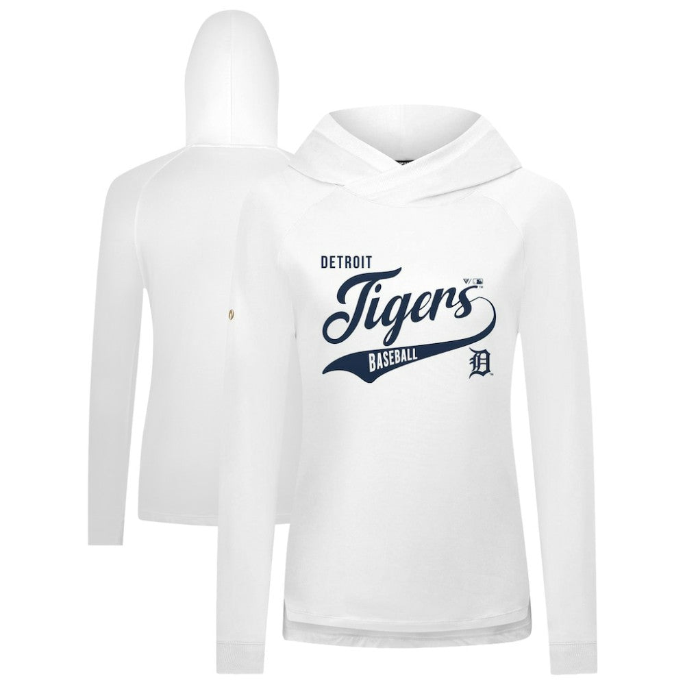 Detroit Tigers Levelwear Women's Slender Glide Raglan Hoodie - White - MLB Lifestyle