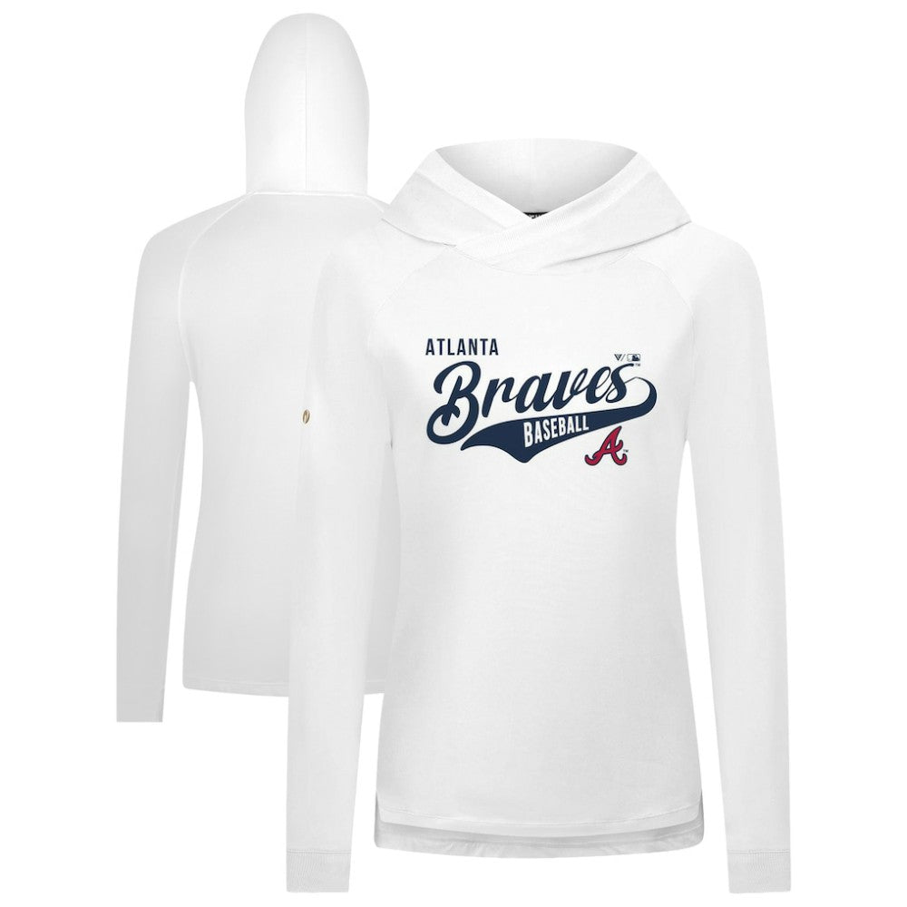 Atlanta Braves Levelwear Women's Slender Glide Raglan Hoodie - White - MLB on Sale