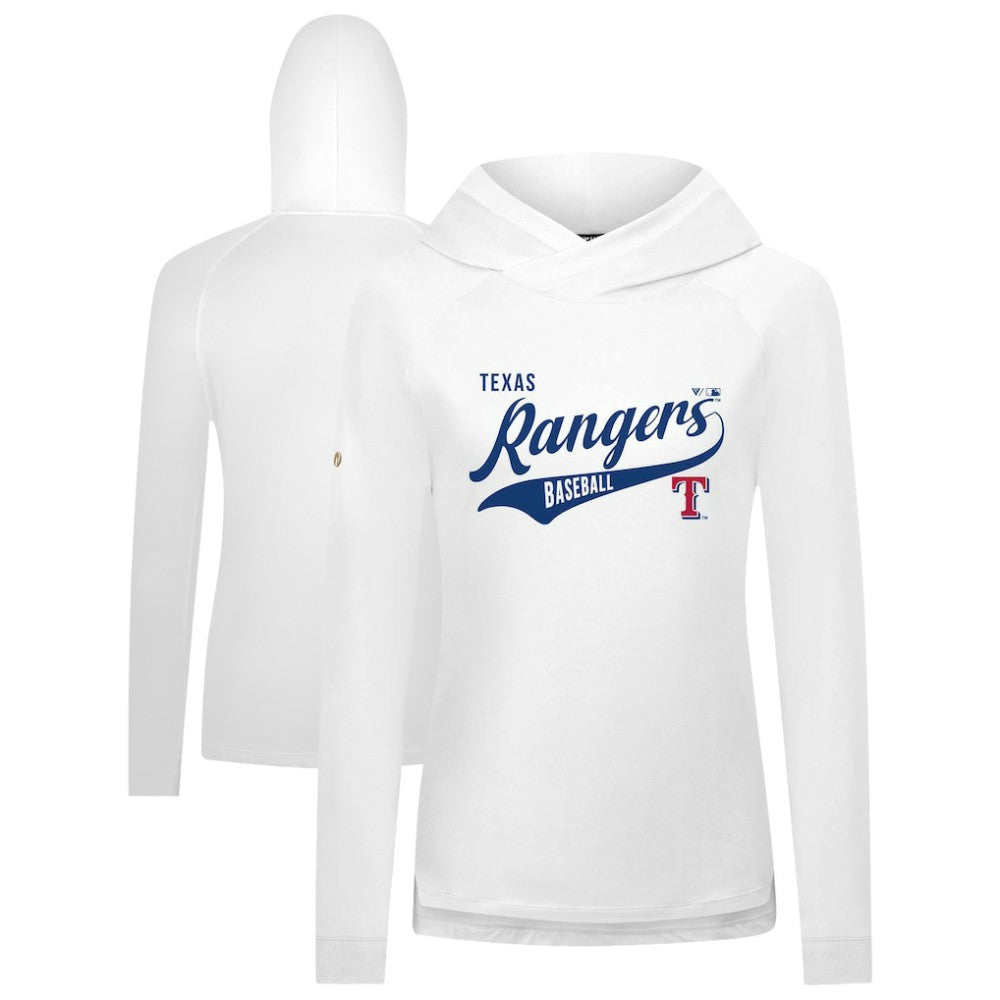 Texas Rangers Levelwear Women's Slender Glide Raglan Hoodie - White - MLB Sale