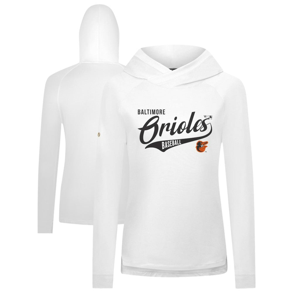 Baltimore Orioles Levelwear Women's Slender Glide Raglan Hoodie - White - MLB Sale