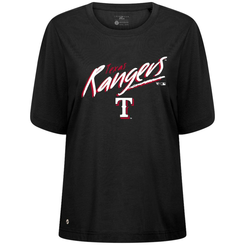 Texas Rangers Levelwear Women's Bloom Sizzle T-Shirt - Black - MLB Lifestyle