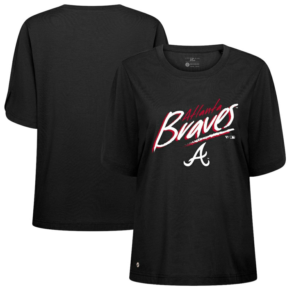 Atlanta Braves Levelwear Women's Bloom Sizzle T-Shirt - Black - MLB on Sale