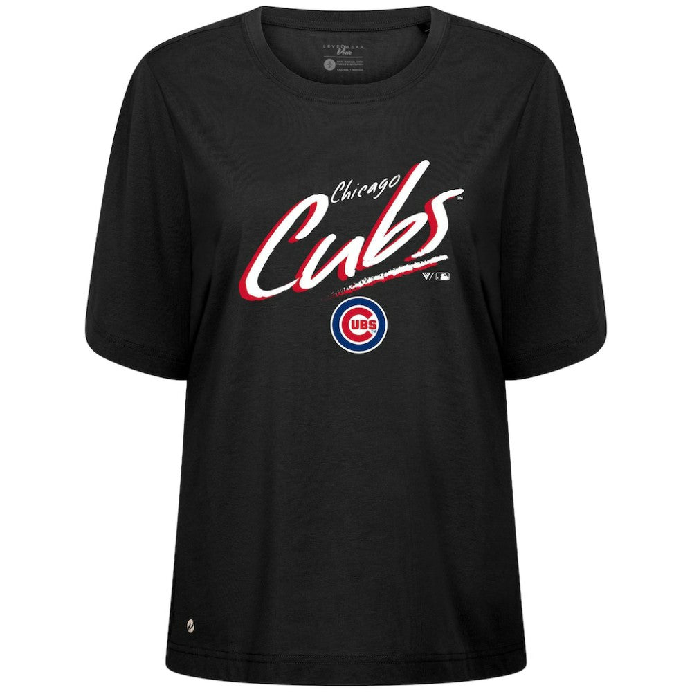 Chicago Cubs Levelwear Women's Bloom Sizzle T-Shirt - Black - MLB Discount