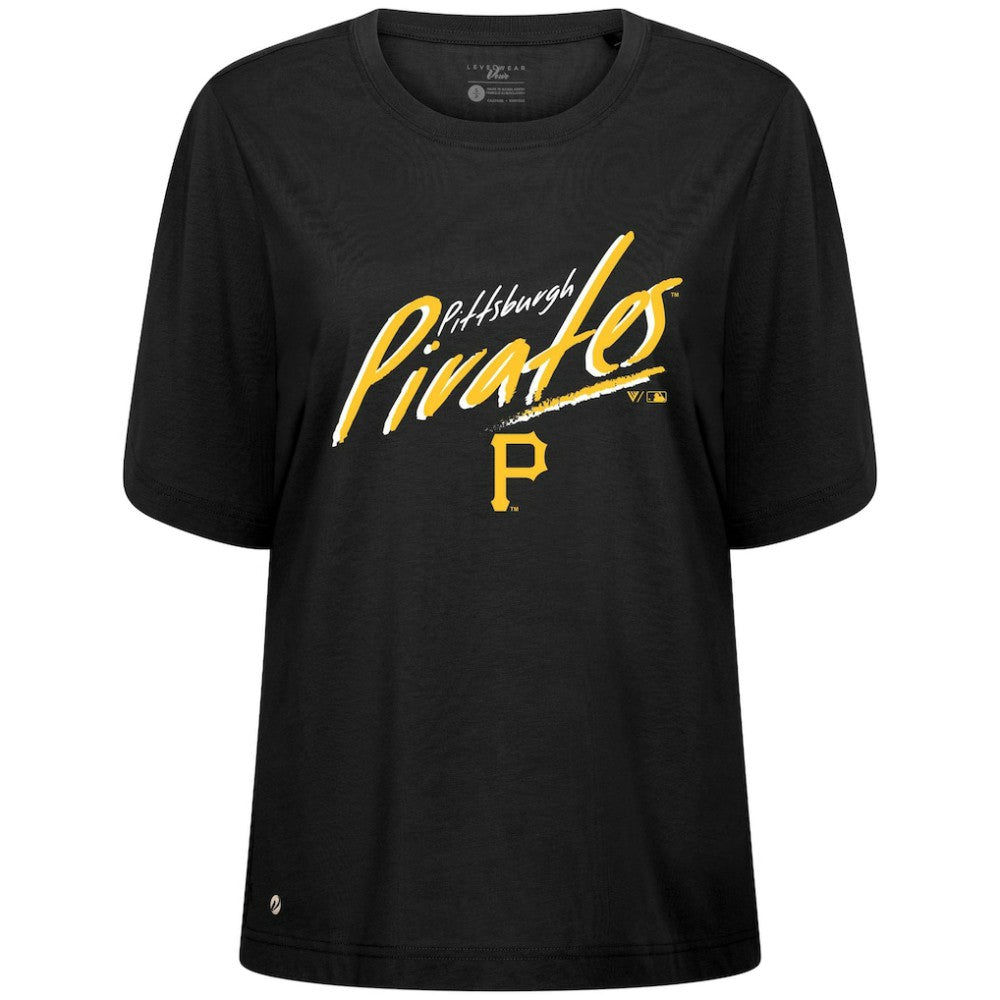 Pittsburgh Pirates Levelwear Women's Bloom Sizzle T-Shirt - Black - MLB Discount
