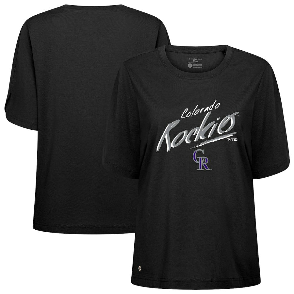 Colorado Rockies Levelwear Women's Bloom Sizzle T-Shirt - Black - MLB Lifestyle