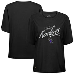 Colorado Rockies Levelwear Women's Bloom Sizzle T-Shirt - Black - MLB Lifestyle