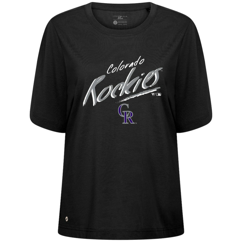 Colorado Rockies Levelwear Women's Bloom Sizzle T-Shirt - Black - MLB Lifestyle