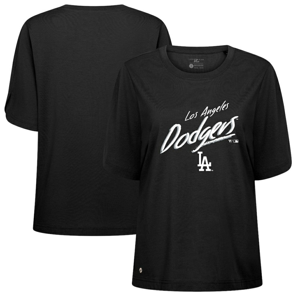 Los Angeles Dodgers Levelwear Women's Bloom Sizzle T-Shirt - Black - MLB Lifestyle