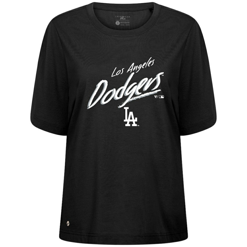 Los Angeles Dodgers Levelwear Women's Bloom Sizzle T-Shirt - Black - MLB Lifestyle