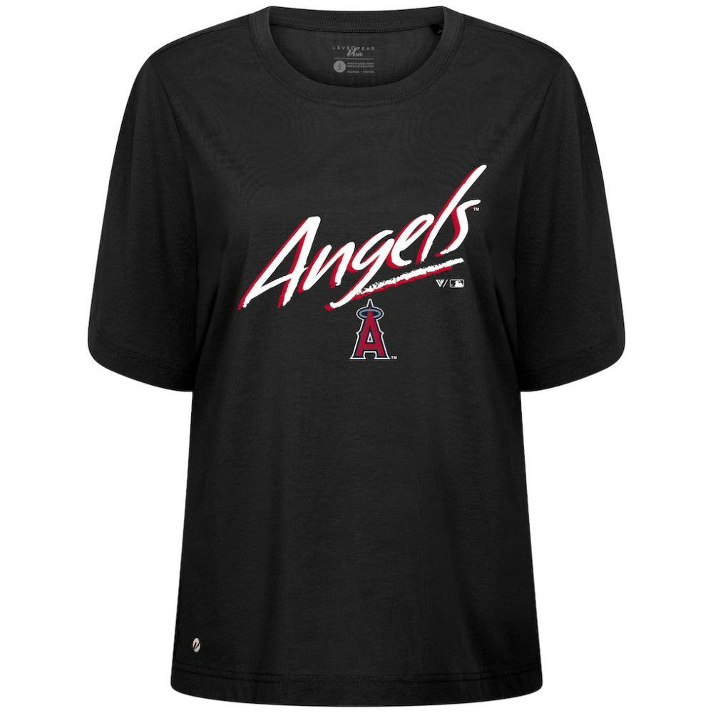 Los Angeles Angels Levelwear Women's Bloom Sizzle T-Shirt - Black - MLB Discount