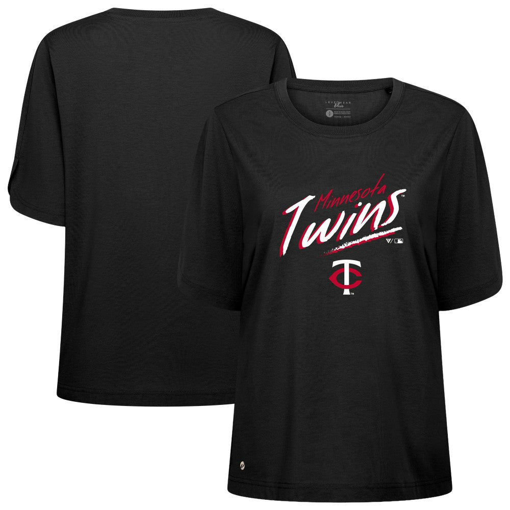 Minnesota Twins Levelwear Women's Bloom Sizzle T-Shirt - Black - MLB Online