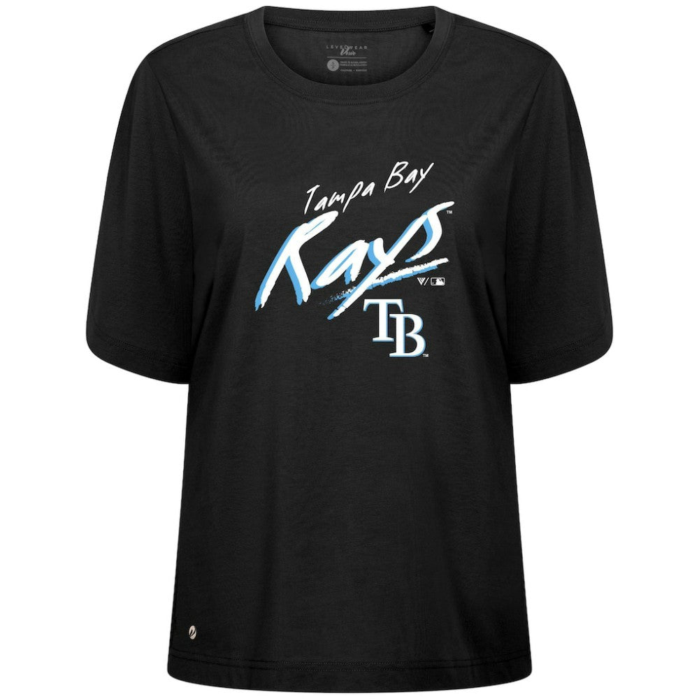 Tampa Bay Rays Levelwear Women's Bloom Sizzle T-Shirt - Black - MLB on Sale